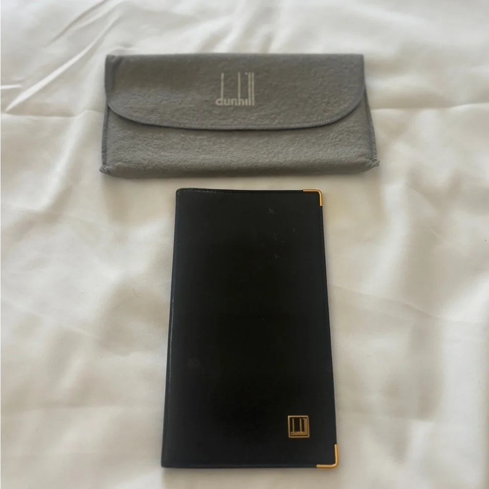 Men’s Vintage Dunhill Black Bi-Fold Long Leather Wallet‎ W Original Box